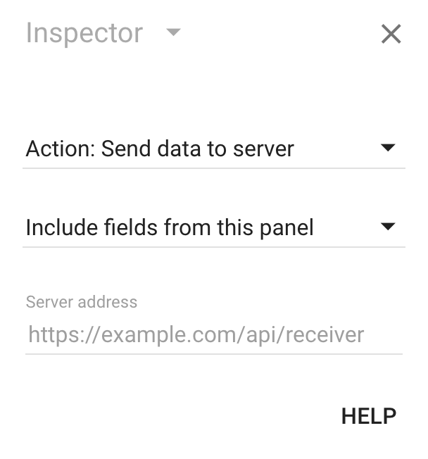 The inspector properties for buttons that send data