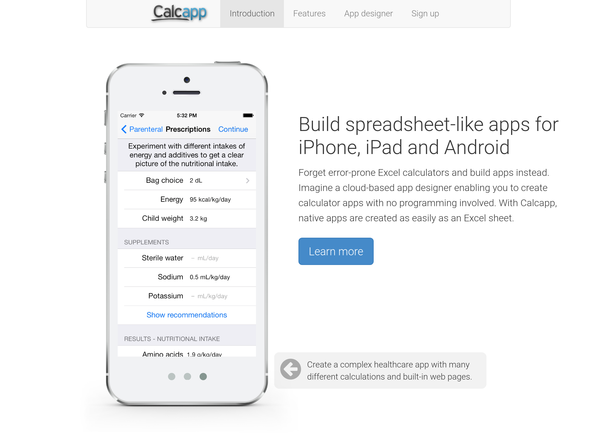 Our landing page from 2014