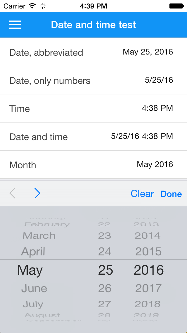 Selecting a date on iOS