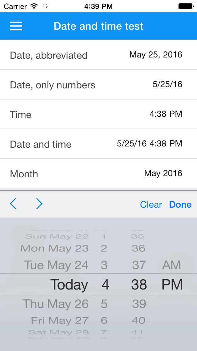 Selecting a date and time on iOS